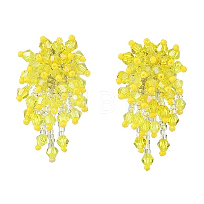 Glass Seed Braided Beaded Flower Stud Earrings EJEW-MZ00736-02-1