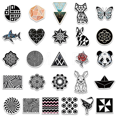 52Pcs Waterproof PVC Geometric Stickers Set PW-WG16492-01-1