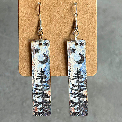 Wood Dangle Earrings WG80B52-03-1