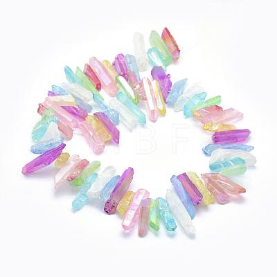 Electroplated Natural Quartz Crystal Beads Strands G-P368-04-1
