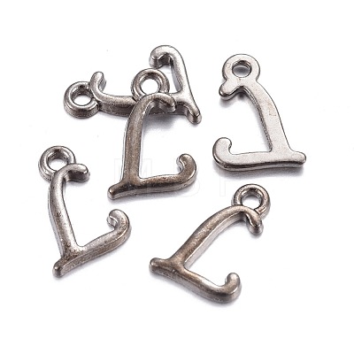 Gunmetal Plated Alloy Letter Pendants PALLOY-J718-01B-L-1