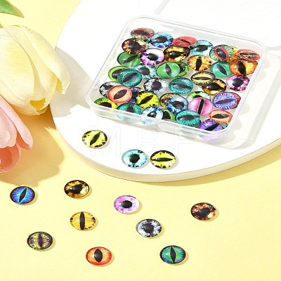 60Pcs Half Round with Eye Glass Cabochons GGLA-FS0001-16A-1
