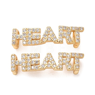 Brass Micro Pave Clear Cubic Zirconia Word HEART Links Connector Charms KK-K002-32D-G-1