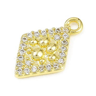 Brass Micro Pave Clear Cubic Zirconia Pendants KK-L238-21G-1