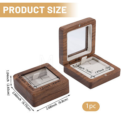 Wood Badge Storage Boxes with Visible Window and Magnetic Lid CON-WH0107-101A-1