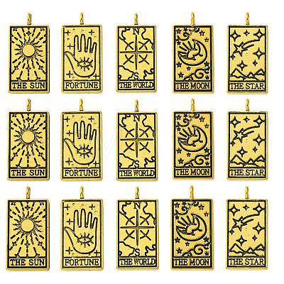 15Pcs 5 Styles Tibetan Style Alloy Pendants TIBEP-YW0001-76AG-1