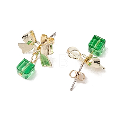 Alloy with Glass Dangle Stud Earrings EJEW-JE06118-1