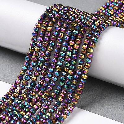 Electroplate Glass Beads Strands GLAA-H021-01B-FP13-1