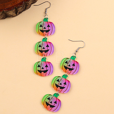 Halloween Acrylic Pumpkin Dangle Earrings FS-WG9C4B4-01-1