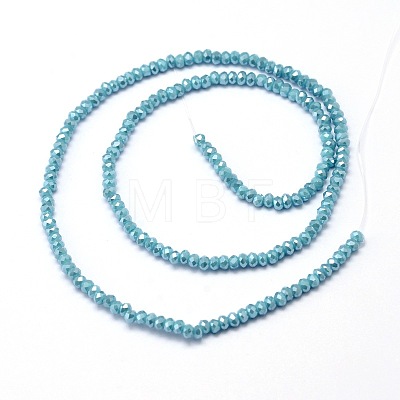 Faceted Rondelle Full Rainbow Plated Electroplate Glass Beads Strands EGLA-M004-3mm-A14-1