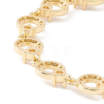 Clear Cubic Zirconia Open Ring Link Chains Bracelet BJEW-I301-13G-1