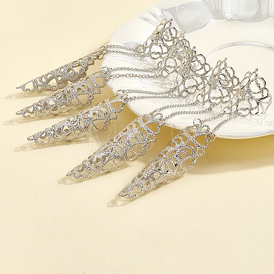 2 Sets 2 Colors Halloween Gothic Cone Iron Hollow Finger Protector BJEW-CN0001-16B-1
