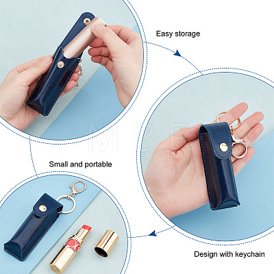 Portable Imitation Leather Chapstick Keychain Holder KEYC-WH0029-56A-1