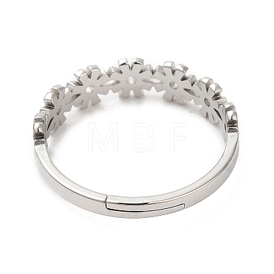 304 Stainless Steel Flower Adjustable Ring for Women RJEW-M149-37P-1
