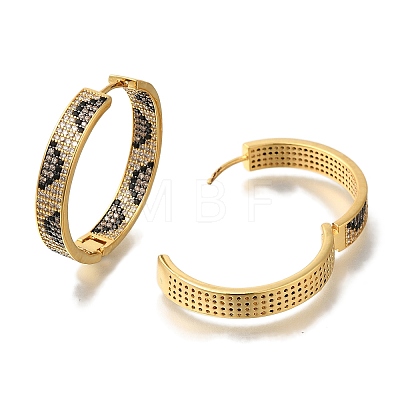 Rack Plating Brass Micro Pave Cubic Zirconia Hoop Earrings EJEW-H016-19G-1