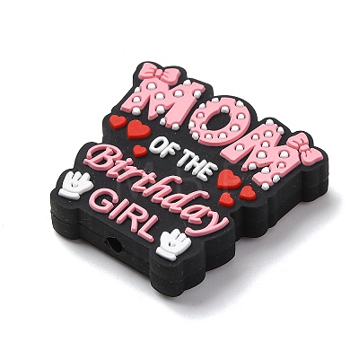 Mother's Day Silicone Focal Beads SIL-G013-01D-1