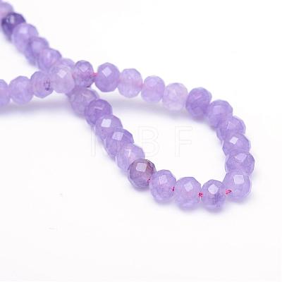 Faceted Rondelle Dyed Natural White Jade Bead Strands G-R343-6x8-03-1