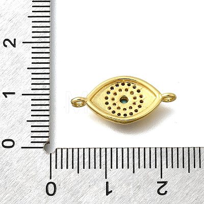 Brass Micro Pave Blue & Clear Cubic Zirconia Eye Connector Charms KK-D295-24G-1