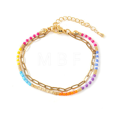 Glass Rainbow Beaded Double Layer Women's Bracelets MZ0541-1