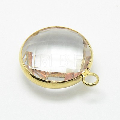 Golden Tone Brass Glass Pendants GLAA-J018D-G-1