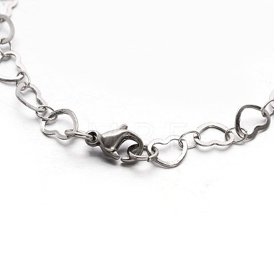 304 Stailess Steel Heart Link Bracelets BJEW-N280-04-1