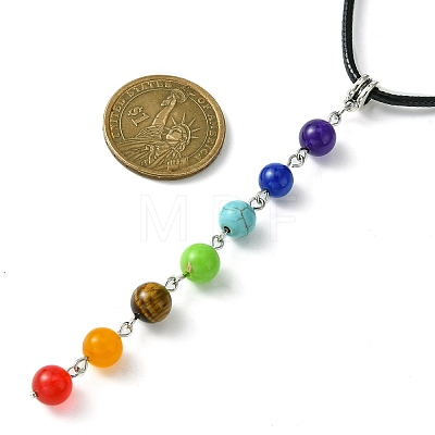 Natural & Synthetic Chakra Gemstone Pendant Necklaces NJEW-JN04539-1