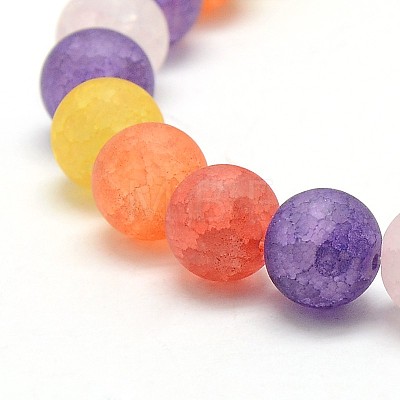Frosted Synthetic Crackle Quartz Round Beads Strands G-L155-8mm-04-1