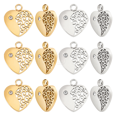 12Pcs 2 Colors 304 Stainless Steel Charms STAS-DC0008-54-1