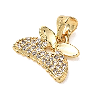 Brass Micro Pave Clear Cubic Zirconia Pendants KK-L268-012G-1