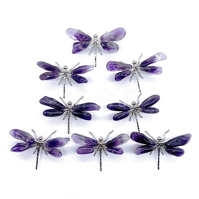 Natural Amethyst Crystal Dragonfly Figurines PW-WG22635-01-1