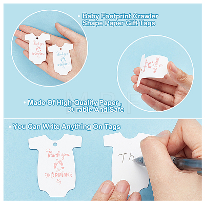 100Pcs 2 Colors Baby Footprint Crawler shape Paper Gift Tags DIY-AR0002-87-1