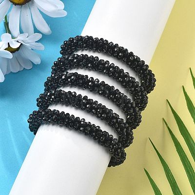 Faceted Opaque Glass Beads Stretch Bracelets BJEW-S144-002E-01-1