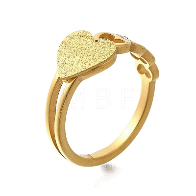 Textured Heart 304 Stainless Steel Finger Ring for Women RJEW-L126-14B-G-1