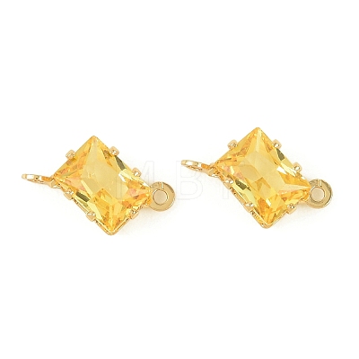 Brass Pave Cubic Zirconia Rectangle Connector Charms KK-P347-05G-02-1