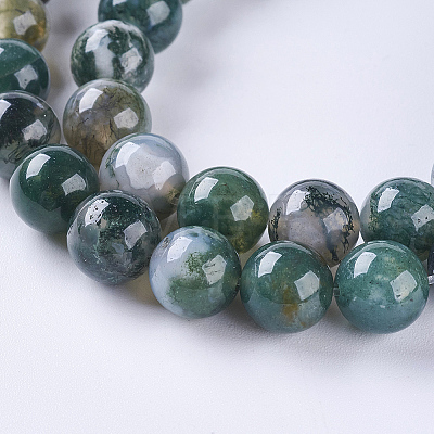 Natural Moss Agate Beads Strands G-L470-31-6mm-1