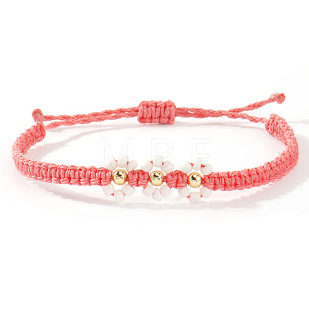 Handmade Daisy Glass Seed Bead Woven Flower Braided Bracelets CR2331-1-1