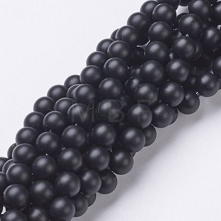Natural Black Agate Beads Strands X-G-D543-6mm-1