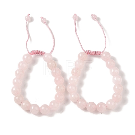 10mm Round Dyed Natural Rose Quartz Braided Bead Bracelets BJEW-C067-01C-20-1