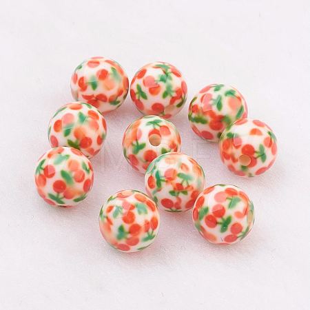 Spray Painted Resin Beads LS-GLAA-F049-A14-1