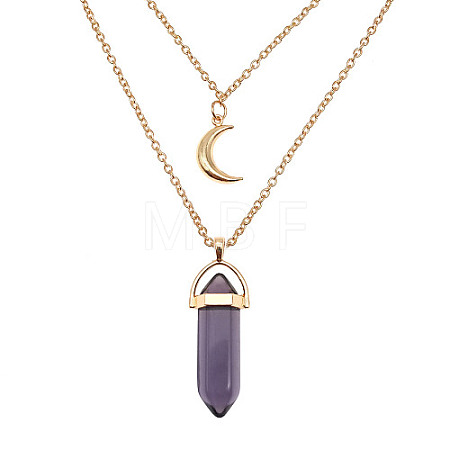 Dyed Natural Jasper Cone Pendant Double Layer Necklace UX9990-11-1