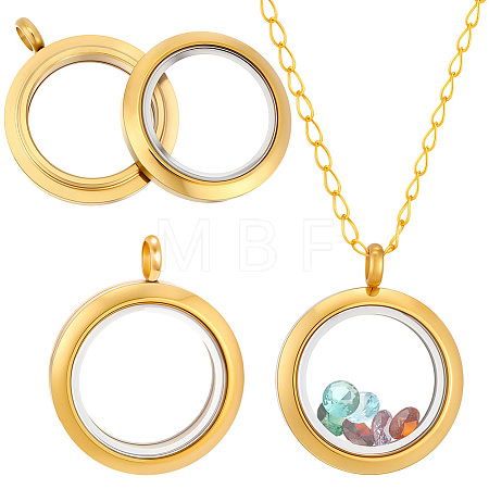 2Pcs 304 Stainless Steel Locket Pendants STAS-BBC0010-33-1