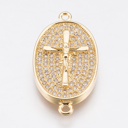 Brass Micro Pave Cubic Zirconia Links ZIRC-E148-22G-1