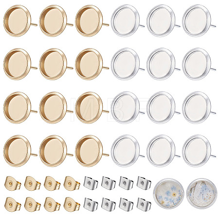 304/202 Stainless Steel Stud Earring Findings STAS-UN0065-02-1