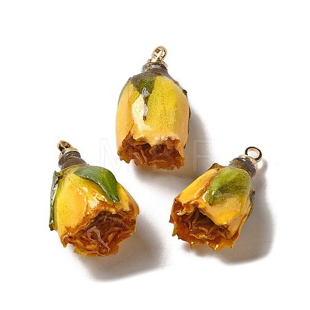 Preserved Rose with Golden Alloy Pendants FIND-M010-01C-1
