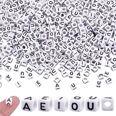 600Pcs 5 Styles Acrylic Horizontal Hole Letter Beads OACR-ME0001-34-1
