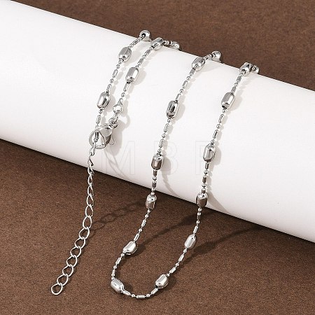 Brass Oval Ball Chain Necklaces for Men Women NJEW-L012-03P-1