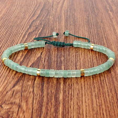 Natural Green Aventurine Heishi Beads Adjustable Braided Bracelets for Men Women BX7041-5-1