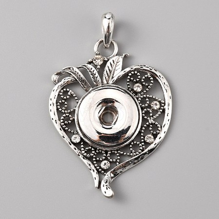Alloy Rhinestone Hang Snap Base Pendant for Interchangeable Snap Charms Jewelry Making FIND-WH0045-87AS-1