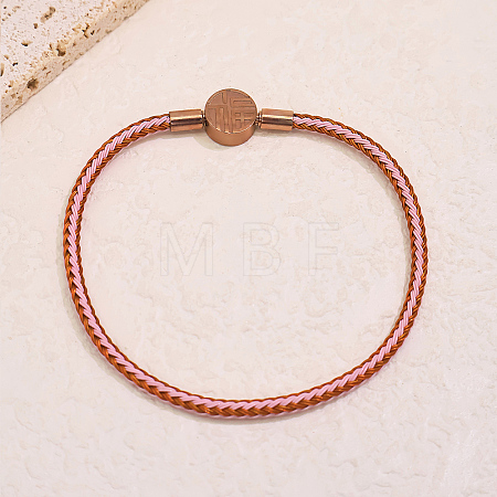 Adjustable Chinese Style Fortune 304 Stainless Steel Braided Steel Wire Bracelets for Women WF4660-1-1