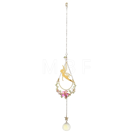 Brass Elf Moon Pendant Decoration HJEW-TA00226-1